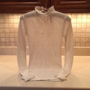 AllSaints Mock Turtleneck Cream Mesh Sweater
